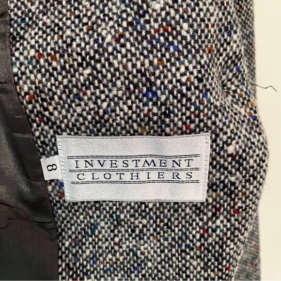 VTG Cropped Black Tweed Blazer 100% Wool Size 8 Lined Button Preppy Old Money - Picture 3 of 7